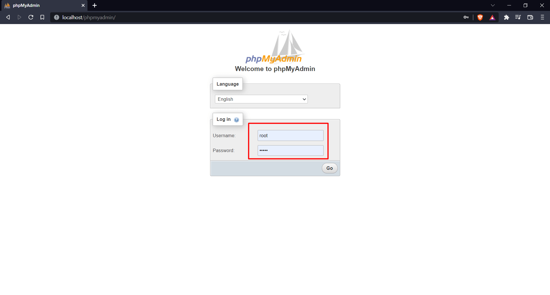 phpmyadmin login 2