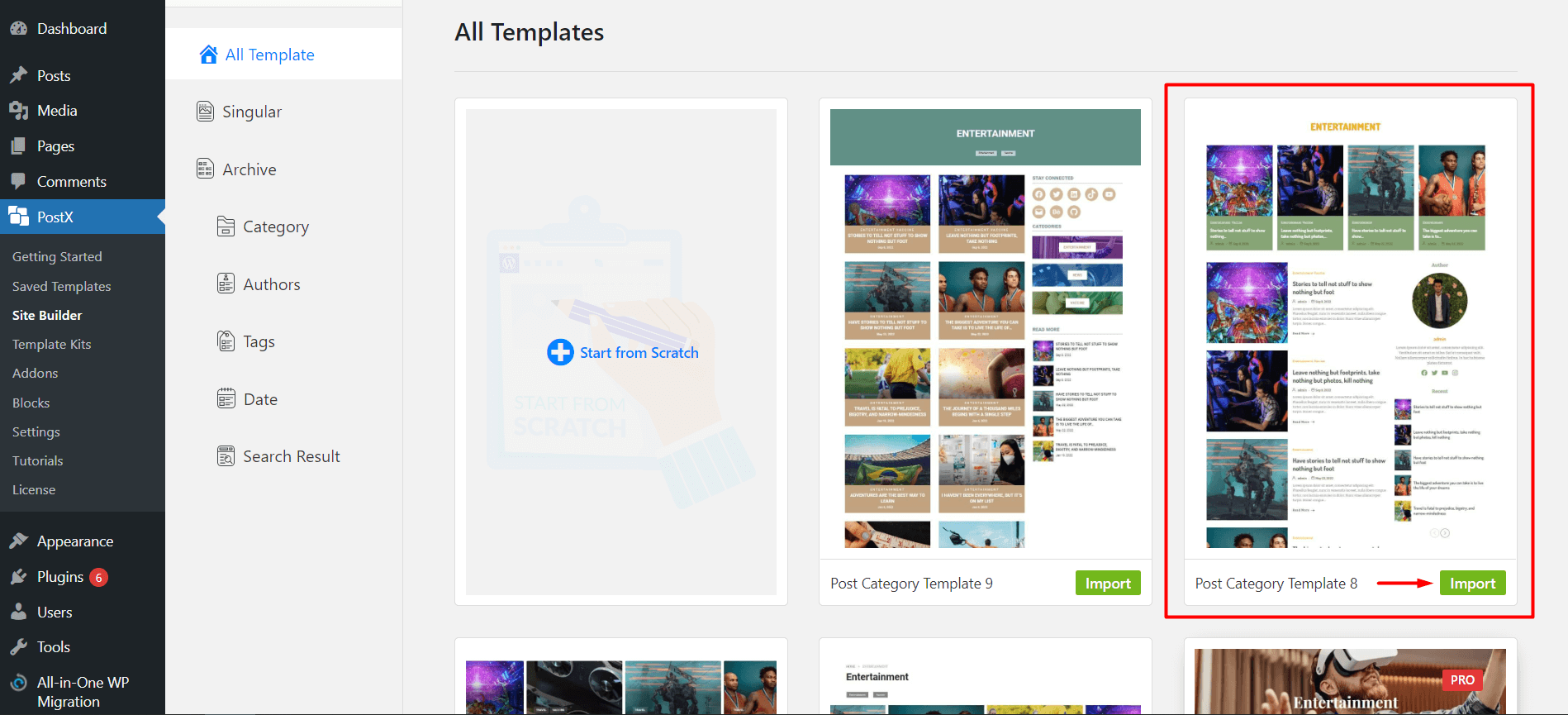 Importing Premade Templates for Category Page